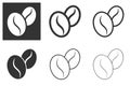 Coffee beans icons isolated on white background, flat design in several variants Royalty Free Stock Photo